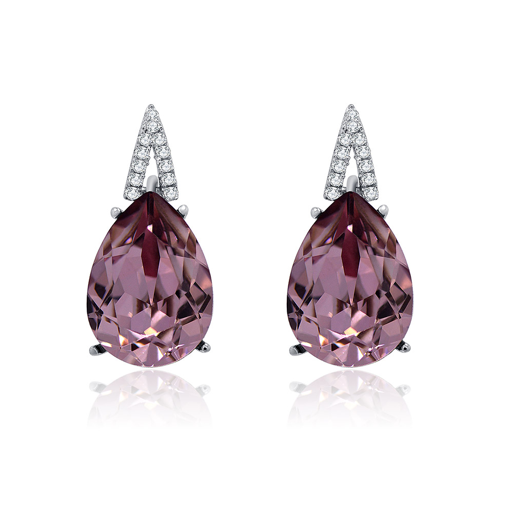 S925 Vintage Pierced Purple Earring